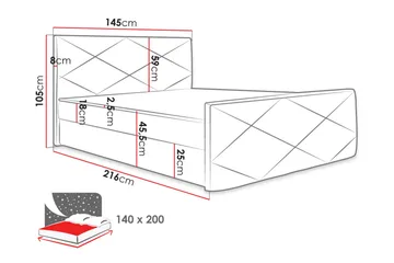 Milano Kontinentalsäng 140x200 cm med Sänggavel  Svart - Svart - Products - Möbler - Säng - Säng med förvaring