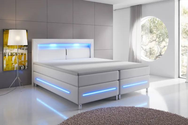 Modena Lyx Sängpaket 160x200 LED-belysning - Vit - Products - Möbler - Säng - Kontinentalsäng