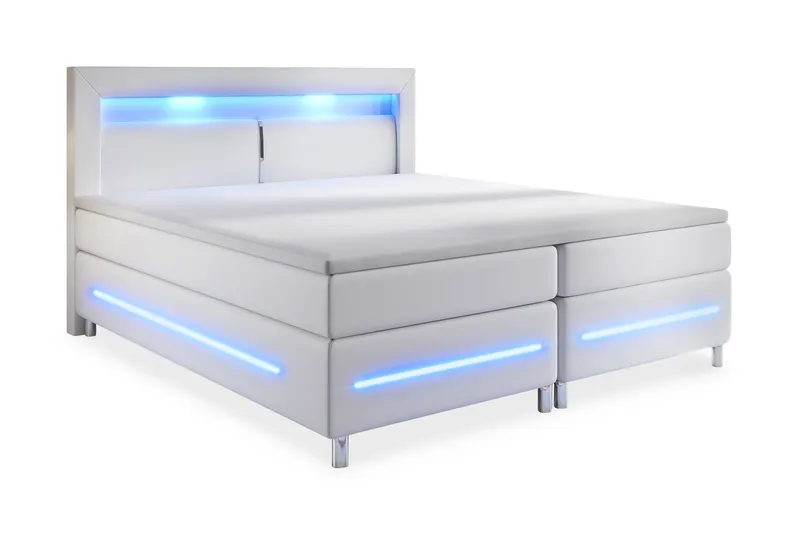 Modena Lyx Sängpaket 160x200 LED-belysning, Vit
