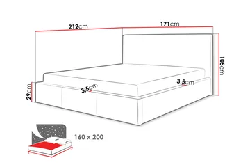 Nieres Förvaringssäng 160x200cm - Grå - Products - Möbler - Säng - Säng med förvaring