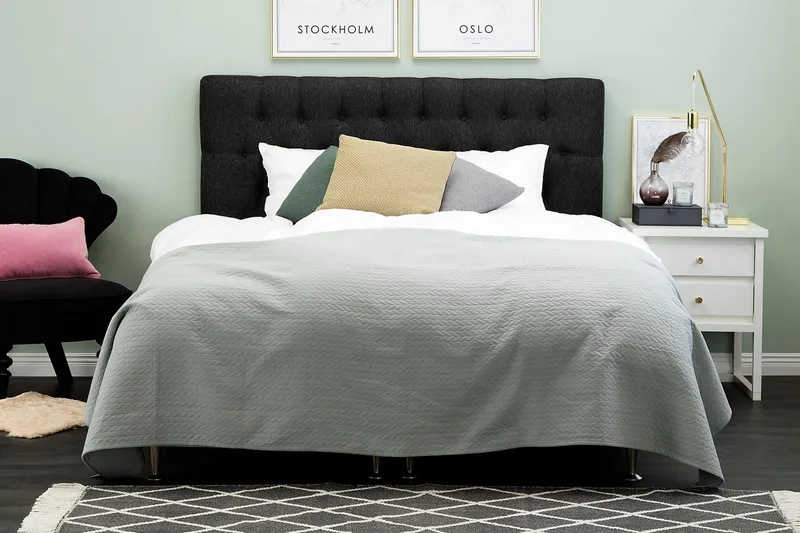 Lucky Diamant Sänggavel 160 cm - Svart/Grå - Products - Möbler - Säng - Sängtillbehör & sänggavel - Sänggavel