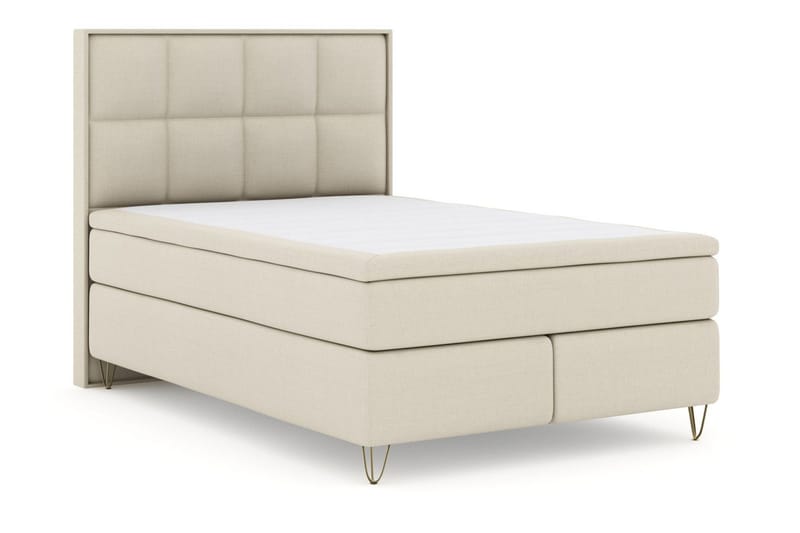 Select No 4 Komplett Sängpaket 140x200 Fast/Medium - Beige/Metall V-form - Products - Möbler - Säng - Kontinentalsäng