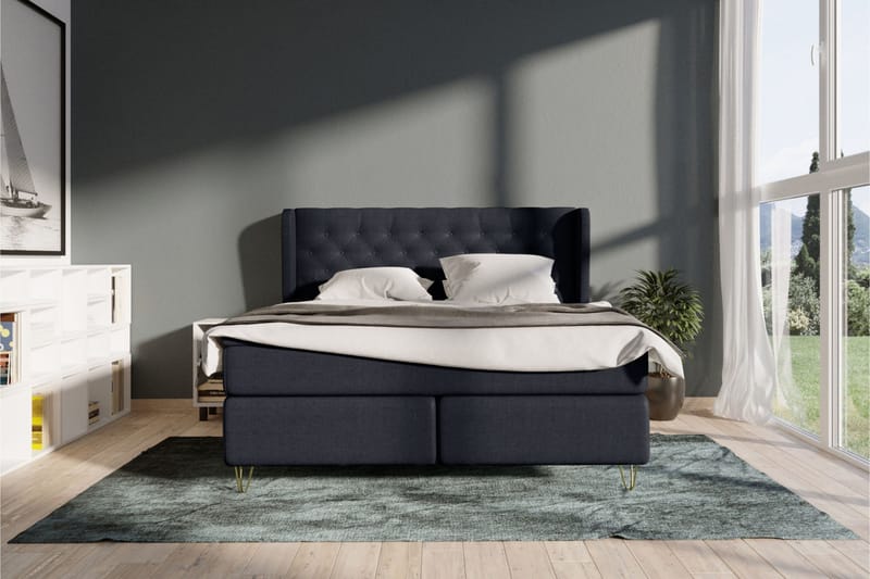 Select No 5 Komplett Sängpaket 210x210 Fast Latex - Blå/Metall V-form - Products - Möbler - Säng - Kontinentalsäng