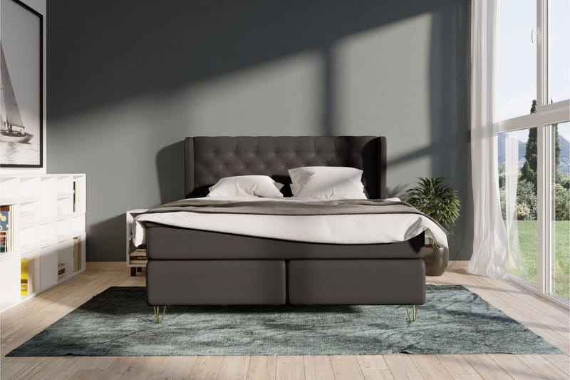 Select No 5 Komplett Sängpaket 210x210 Fast Latex - Mörkgrå/Metall V-form - Products - Möbler - Säng - Kontinentalsäng
