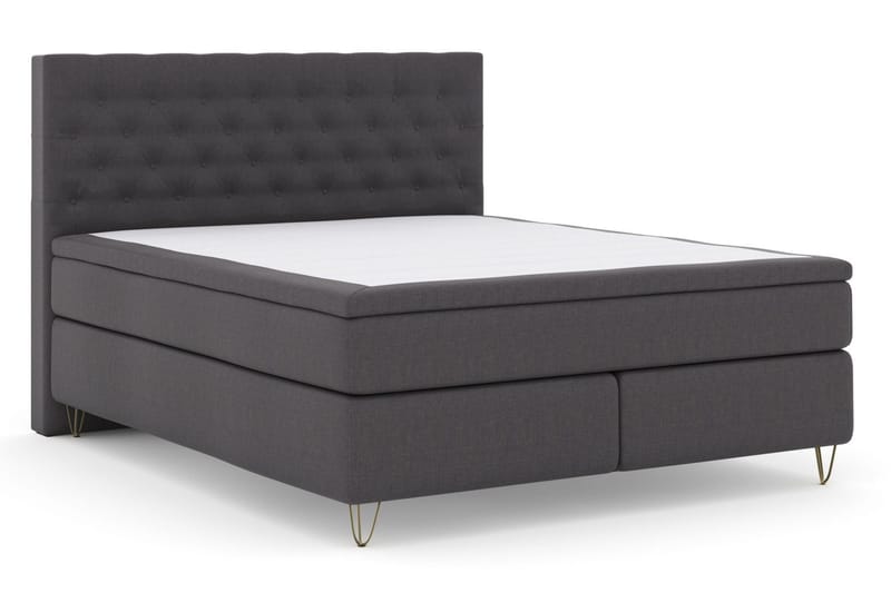 Select No 5 Komplett Sängpaket 210x210 Fast Watergel - Mörkgrå/Metall V-form - Products - Möbler - Säng - Kontinentalsäng