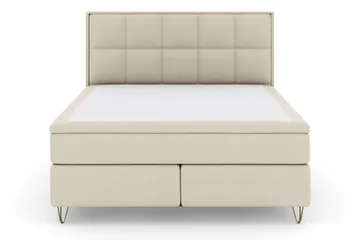 Select No 5 Komplett Sängpaket 210x210 Fast/Medium Latex - Beige/Metall V-form - Products - Möbler - Säng - Kontinentalsäng