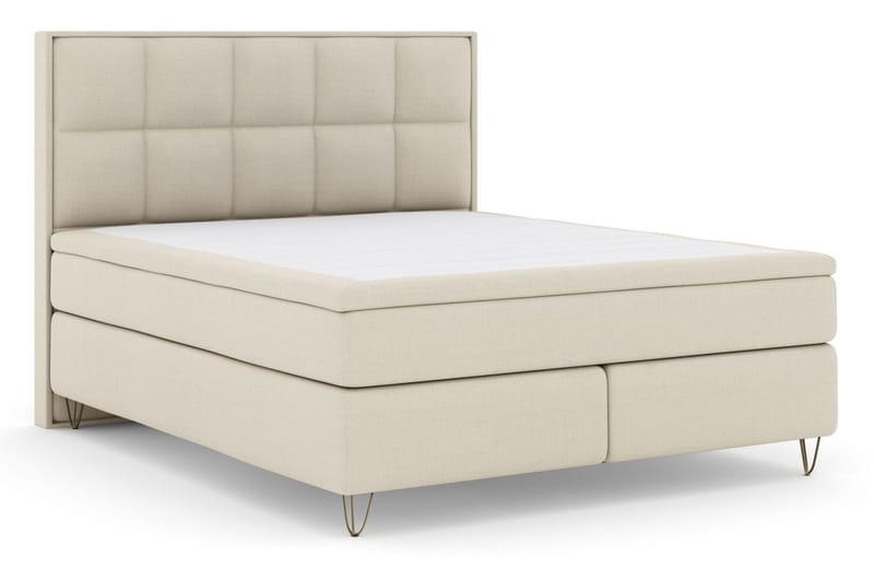 Select No 5 Komplett Sängpaket 210x210 Fast/Medium Latex - Beige/Metall V-form - Products - Möbler - Säng - Kontinentalsäng