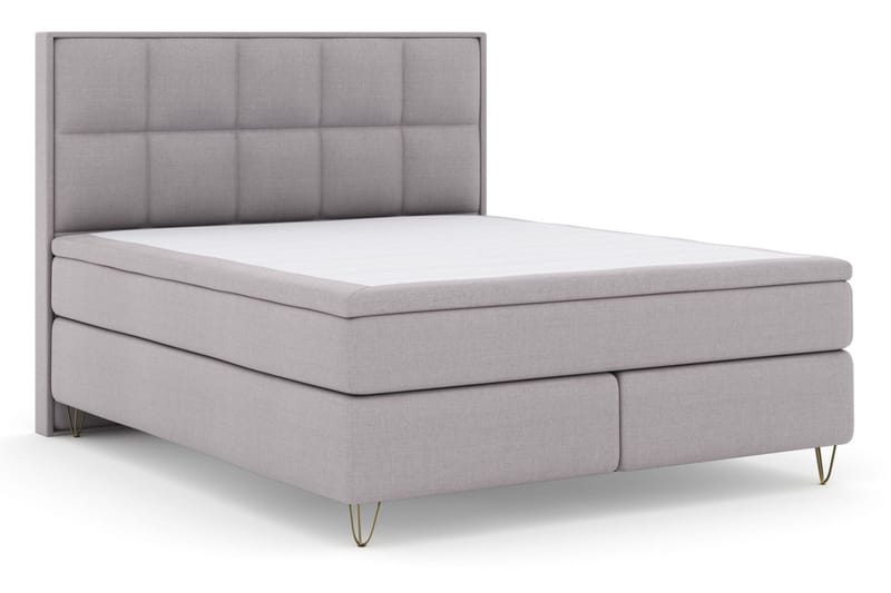 Select No 5 Komplett Sängpaket 210x210 Fast/Medium Latex - Ljusgrå/Metall V-form - Products - Möbler - Säng - Kontinentalsäng