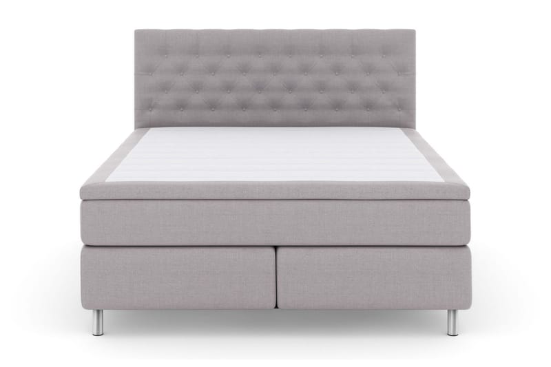 Select No 6 Kontinentalsäng 210x210 Fast Memory/Pocket, Ljusgrå/Metall