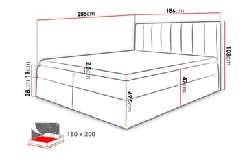 Vasil Kontinentalsäng 180x200 - Grå - Products - Möbler - Säng - Säng med förvaring