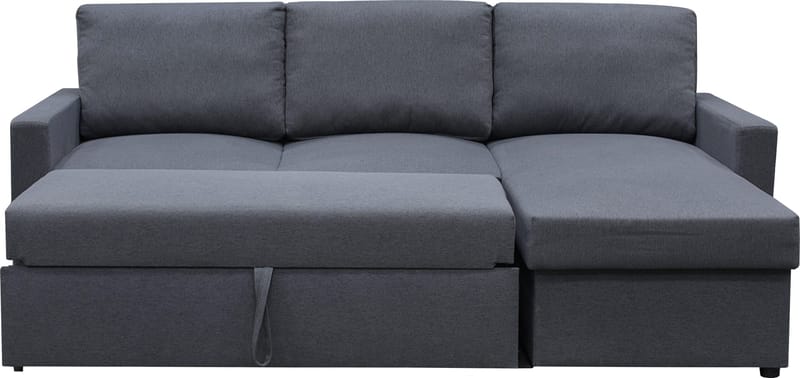 Bäddsoffa 220 cm bred mörkgrå med förvaring, Mörkgrå