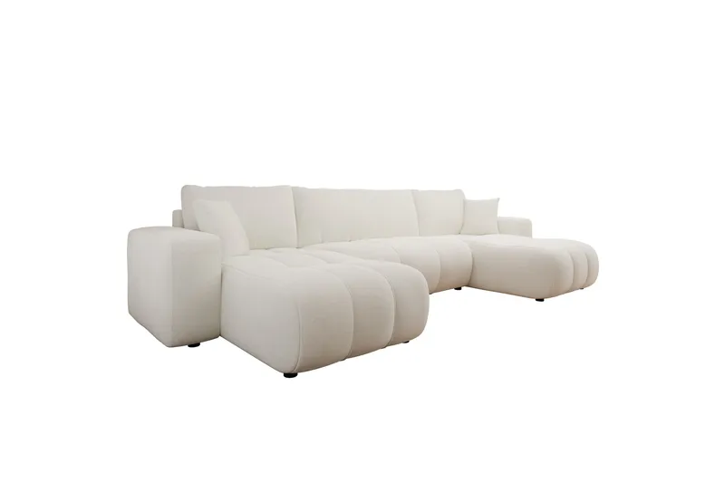 Flo Bäddsoffa Dubbeldivan 4-sits i Plysch - Vit - Products - Möbler - Soffa - Bäddsoffa - Bäddsoffa divan