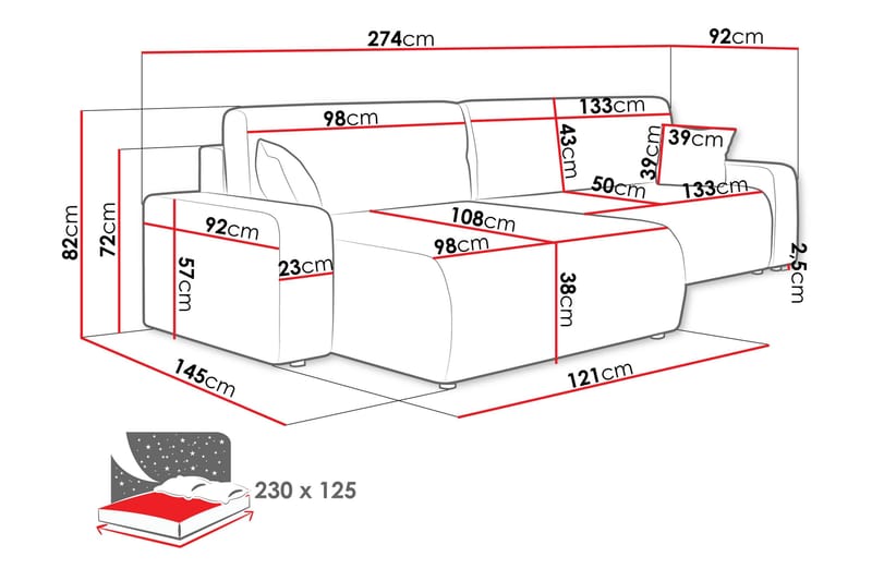 Barile Bäddsoffa med Divan 3-sits i Plysch - Brun - Products - Möbler - Soffa - Bäddsoffa - Bäddsoffa divan