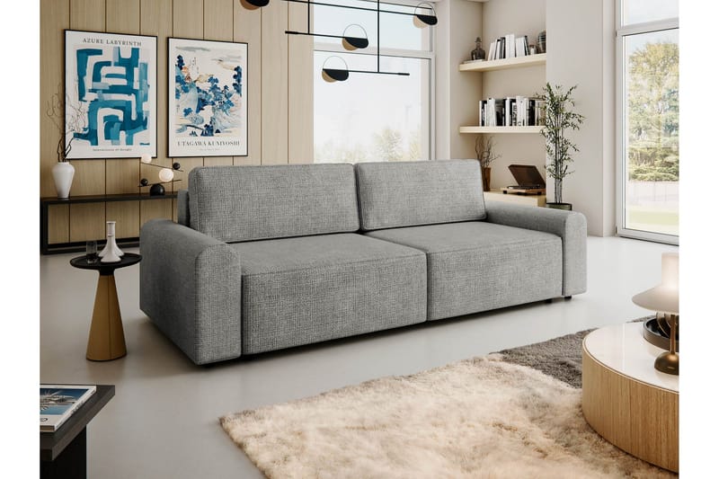 Bella Bäddsoffa 3-sits i Plysch - Grå - Products - Möbler - Soffa - Bäddsoffa - 3 sits bäddsoffa