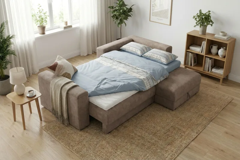 Bergen Extra djup 3-sits Bäddsoffa med Divan och Bäddmadrass i Polyesterskum Vändbar Sommar- & Vintersida och Tvättbar klädsel - Beige Tyg - Products - Möbler - Soffa - Bäddsoffa - Bäddsoffa divan