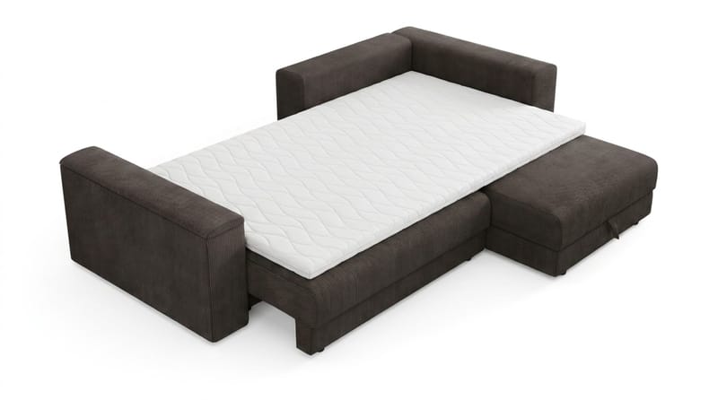Bergen Extra djup 3-sits Bäddsoffa med Divan och Bäddmadrass i Polyesterskum och Tvättbar klädsel - Taupe - Products - Möbler - Soffa - Bäddsoffa - Bäddsoffa divan