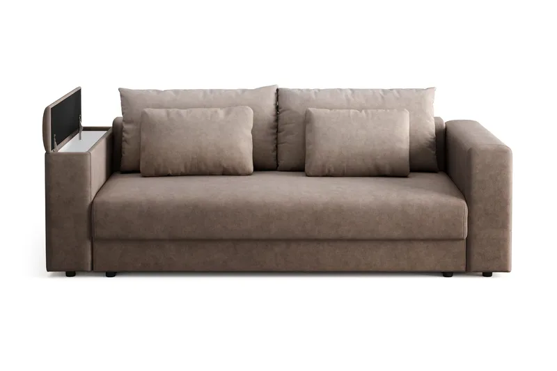 Bergen Extra Djup Framåtbäddad 3-sits Bäddsoffa med förvaring - Brun - Products - Möbler - Soffa - Bäddsoffa - 3 sits bäddsoffa