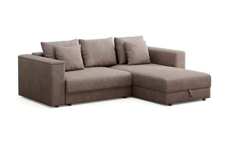 Bergen Extra Djup Framåtbäddad 3-sits Bäddsoffa med vändbar divan och förvaring - Brun - Products - Möbler - Soffa - Bäddsoffa - Bäddsoffa divan