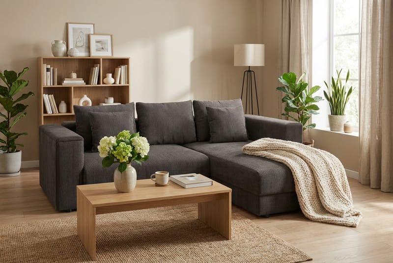 Bergen Extra Djup Framåtbäddad 3-sits Bäddsoffa med vändbar divan och förvaring i manchester - Brun - Products - Möbler - Soffa - Bäddsoffa - Bäddsoffa divan