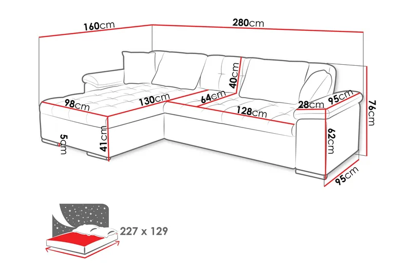 Camior Bäddsoffa m. Divan 3-sits - Brun - Products - Möbler - Soffa - Bäddsoffa - Bäddsoffa divan
