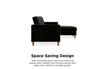 Celine 3-sits Divanbäddsoffa Sammet/Svart - Dorel Home - Products - Möbler - Soffa - Bäddsoffa - Bäddsoffa divan