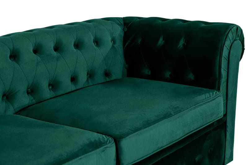 Chesterfield Lyx 3-sits Framåtbäddad Bäddsoffa med HVILA Bäddmadrass 140x200 cm Polyesterskum med Tvättbar klädsel - Grön - Products - Möbler - Soffa - Bäddsoffa - 3 sits bäddsoffa
