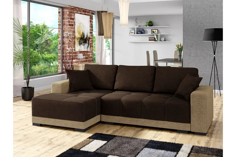 Dallas Divanbäddsoffa 240x140x80 cm - Brun - Products - Möbler - Soffa - Bäddsoffa - Bäddsoffa divan