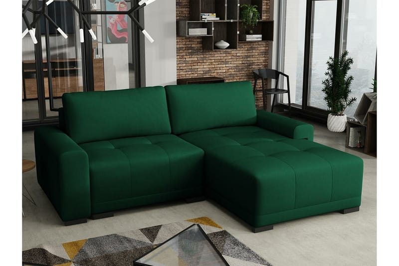 Denegal 2-sits Hörnbäddsoffa Dark green - Products - Möbler - Soffa - Bäddsoffa - Bäddsoffa divan