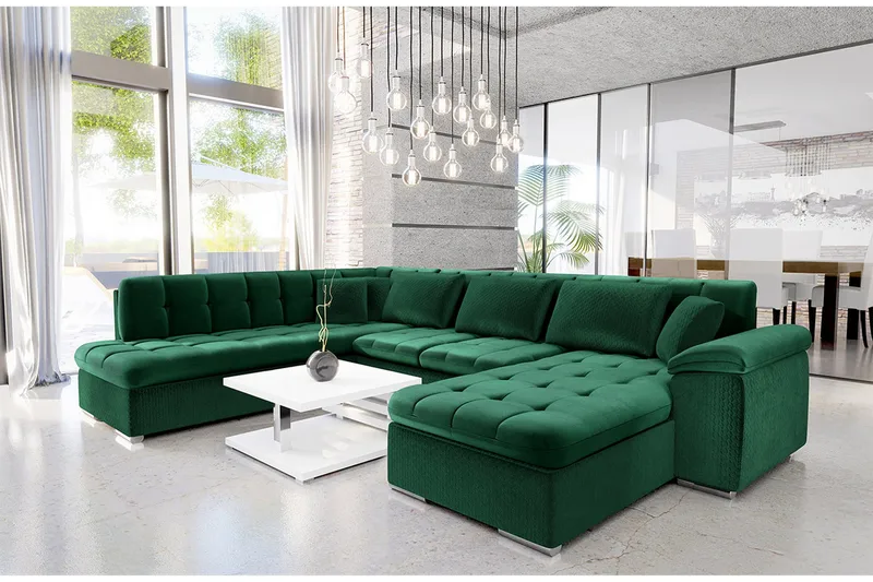 Dynir Bäddsoffa Divan Höger - Mörkgrön - Products - Möbler - Soffa - Bäddsoffa - Bäddsoffa divan