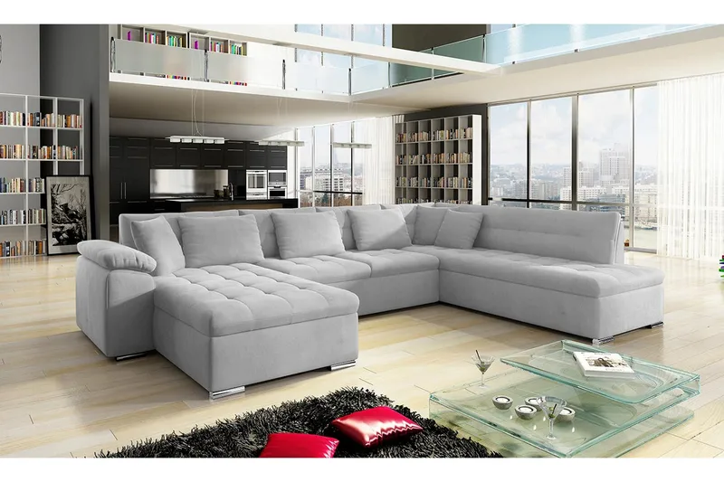 Dynir Bäddsoffa m. Divan och Schäslong 4-sits med Förvaring, Vit