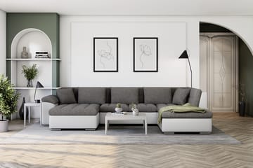 Dynir Hörnbäddsoffa Divan med Förvaring Vänster - Ljusgrå/Vit - Products - Möbler - Soffa - Bäddsoffa - Bäddsoffa längsbäddad