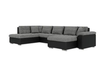 Dynir Stor Hörnbäddsoffa Divan med Förvaring Höger 350 cm - Svart / Grå - Products - Möbler - Soffa - Bäddsoffa - Bäddsoffa längsbäddad