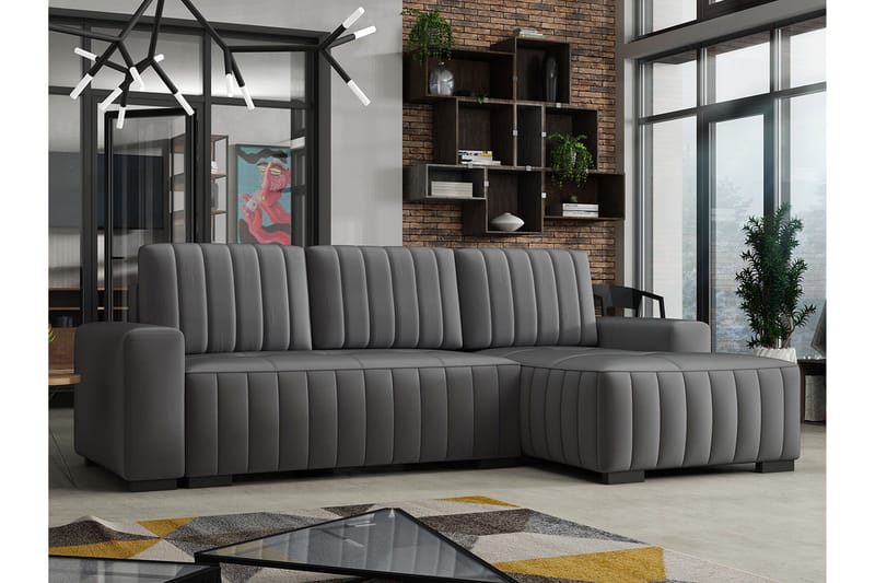 Esher 3-sits Bäddsoffa Höger - Grå - Products - Möbler - Soffa - Bäddsoffa - Bäddsoffa divan