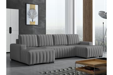 Esher Bäddsoffa Dubbeldivan 4-sits i Plysch - Mörkgrå - Products - Möbler - Soffa - Bäddsoffa - U bäddsoffa