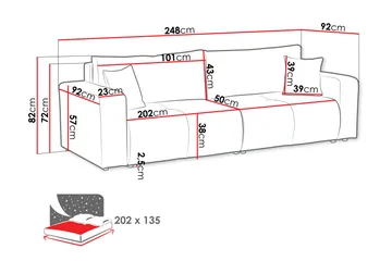 Flo Bäddsoffa 3-sits - Grå - Products - Möbler - Soffa - Bäddsoffa - 3 sits bäddsoffa