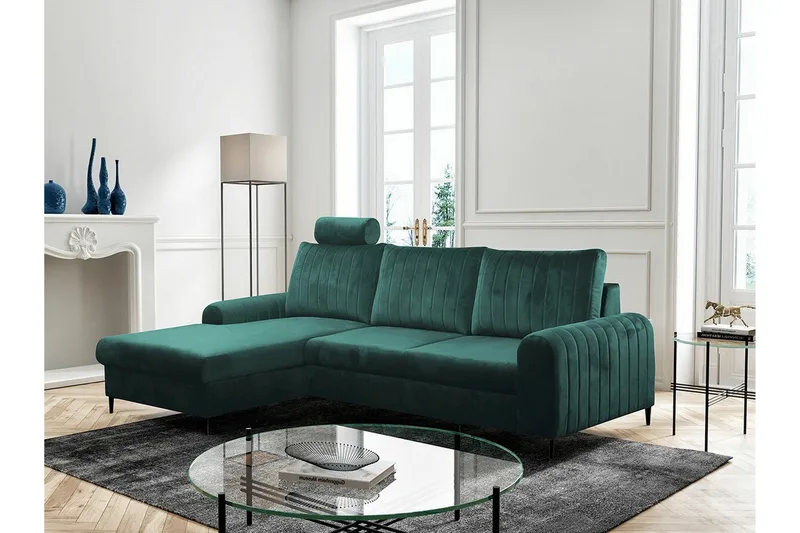 Kintore 3-sits Hörnbäddsoffa Dark green - Products - Möbler - Soffa - Bäddsoffa - Bäddsoffa divan
