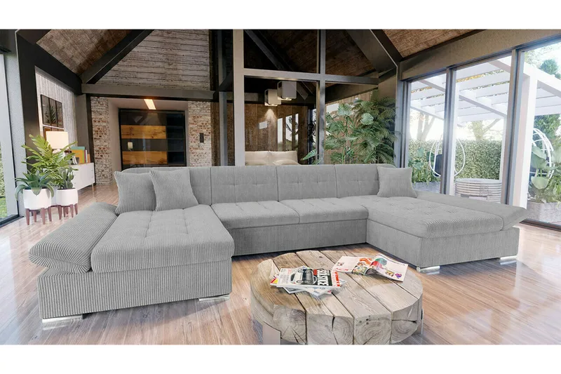 Kintore 4-sits Hörnbäddsoffa Grey - Products - Möbler - Soffa - Bäddsoffa - Bäddsoffa längsbäddad