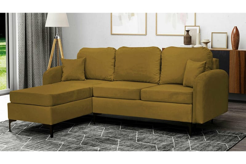 Knocklong 3-sits Hörnbäddsoffa Yellow/Green - Products - Möbler - Soffa - Bäddsoffa - Hörnbäddsoffa