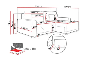 Manetto Bäddsoffa m. Divan 2-sits - Svart/Brun - Products - Möbler - Soffa - Bäddsoffa - Bäddsoffa divan
