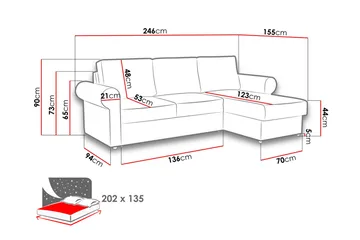 Monaco Hörnsoffa LED-belysning - Mörkturkos - Products - Möbler - Soffa - Bäddsoffa - Bäddsoffa divan
