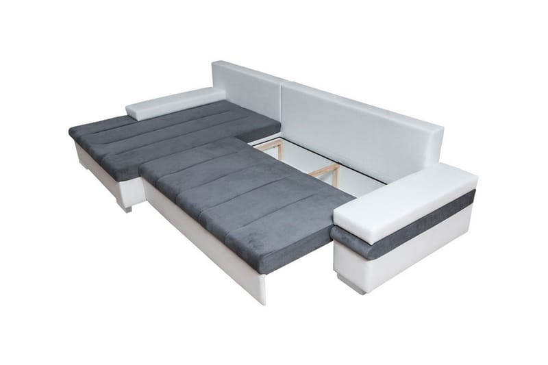 Naoma 3-sits Bäddsoffa med Divan L-formad Höger med Förvarin - Sammet/Grå - Products - Möbler - Soffa - Bäddsoffa - Bäddsoffa divan