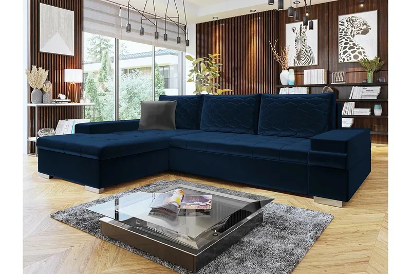 Naoma 3-sits Hörnbäddsoffa Dark blue - Products - Möbler - Soffa - Bäddsoffa - Bäddsoffa divan