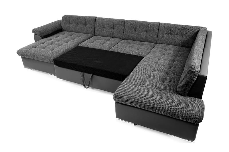 Niko U-Bäddsoffa 350x205x76 cm Divan Höger - Grå - Products - Möbler - Soffa - Bäddsoffa - Bäddsoffa längsbäddad