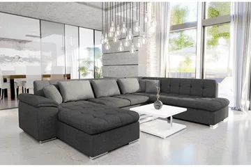 Niko U-Bäddsoffa 350x205x76 cm Divan Vänster - Grå - Products - Möbler - Soffa - Bäddsoffa - Bäddsoffa divan