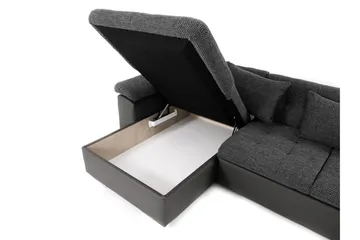 Niko U-Bäddsoffa 350x205x76 cm Divan Vänster - Grå - Products - Möbler - Soffa - Bäddsoffa - Bäddsoffa längsbäddad