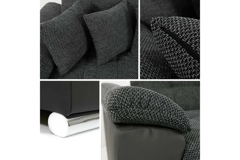 Niko U-Bäddsoffa 350x205x76 cm Divan Vänster - Grå - Products - Möbler - Soffa - Bäddsoffa - Bäddsoffa divan