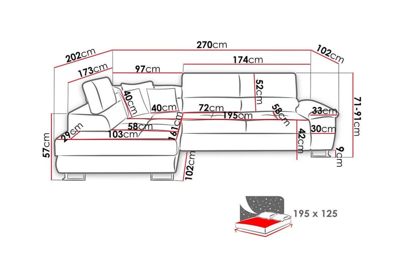 Reginia 3-sits Hörnbäddsoffa - Products - Möbler - Soffa - Bäddsoffa - Hörnbäddsoffa