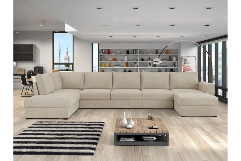 Taberk Bäddsoffa med Divan och Schäslong 5-sits - Beige - Products - Möbler - Soffa - Bäddsoffa - Bäddsoffa divan