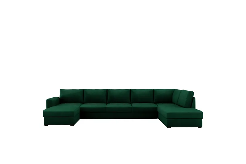 Taberk Bäddsoffa med Divan och Schäslong 5-sits, Grön