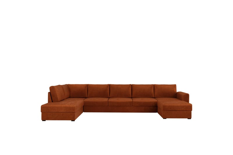 Taberk Bäddsoffa med Divan och Schäslong 5-sits i Chenille, Orange